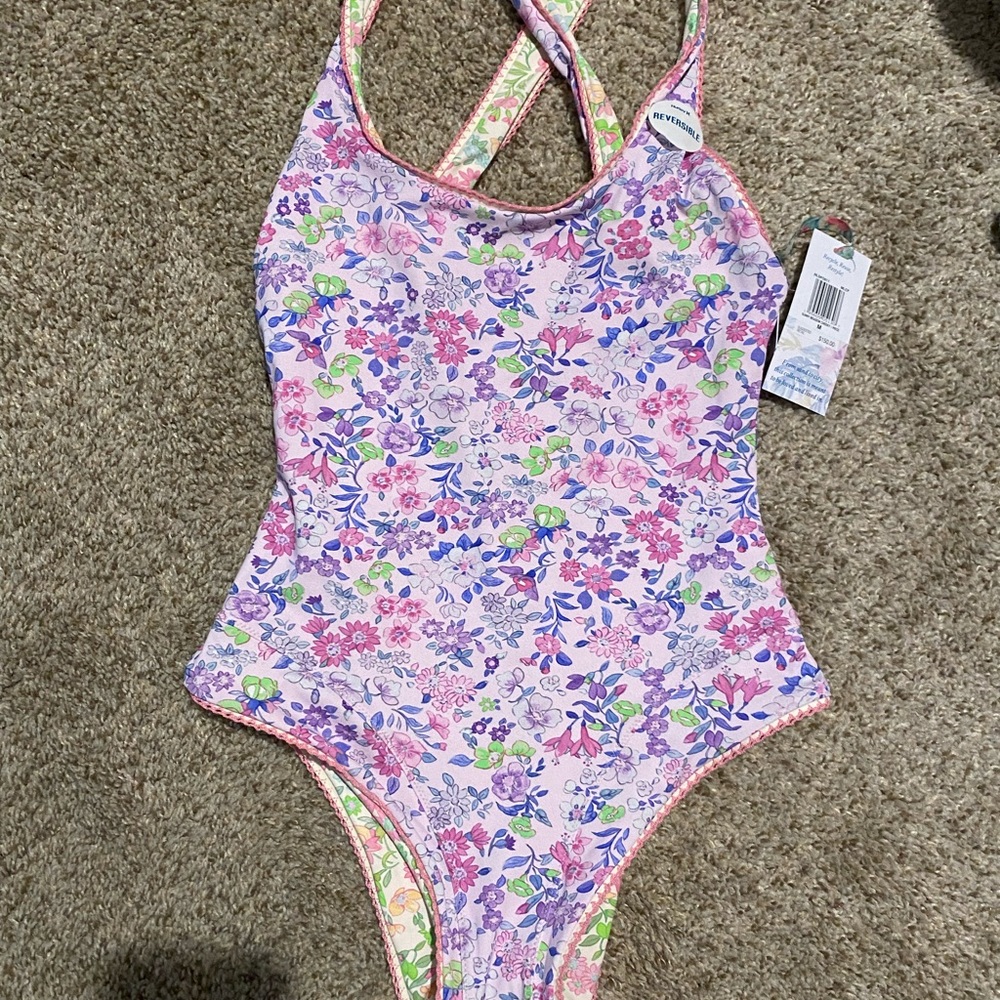 NWT LoveShackFancy x Hurley - Sunny Meadow Reversible High Leg Cheeky One Piece